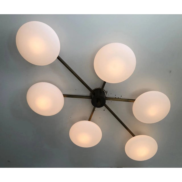 Angelo Bronzed Matte White Glass Flush Mount by Fabio Ltd For Sale - Image 6 of 9
