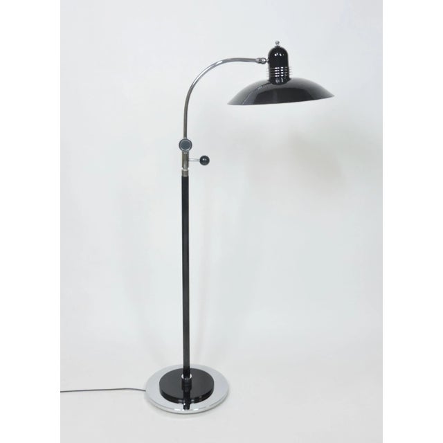 1930s Art Deco Streamline Machine Age Black and Chrome Adjustable Floor Lamp For Sale - Image 12 of 12