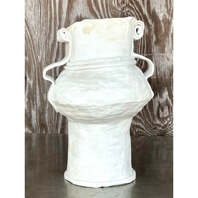 Vintage Boho Monumental Original Studio Pottery Vase For Sale - Image 9 of 11