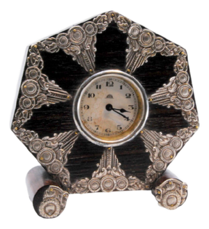 Wooden Regulator Clock with Silver Applications by Haller-AG