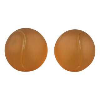 Orange Sandblasted Murano Glass Tennis Balls Paperweights from La Murrina, Italy, 1970s, Set of 2 For Sale