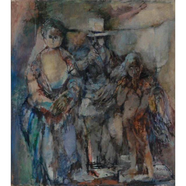 Victorian Couple With Angel - Figurative Abstract by David Rosen (B.1912) For Sale In Monterey, CA - Image 6 of 6