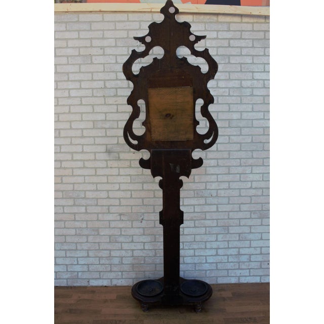 Antique Victorian Hall Tree With Mirror and 2 Umbrella Stands For Sale - Image 4 of 12