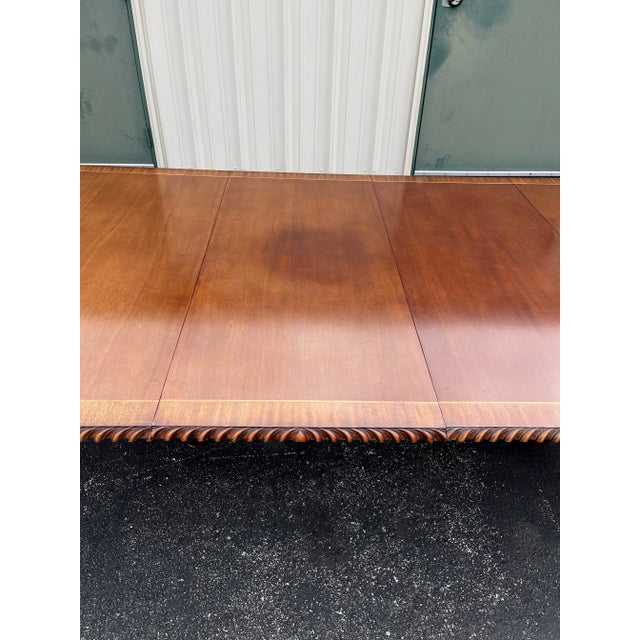 Chippendale Banded Mahogany Chippendale Style Double Pedestal Extension Dining Table- Mid 1900s For Sale - Image 3 of 12
