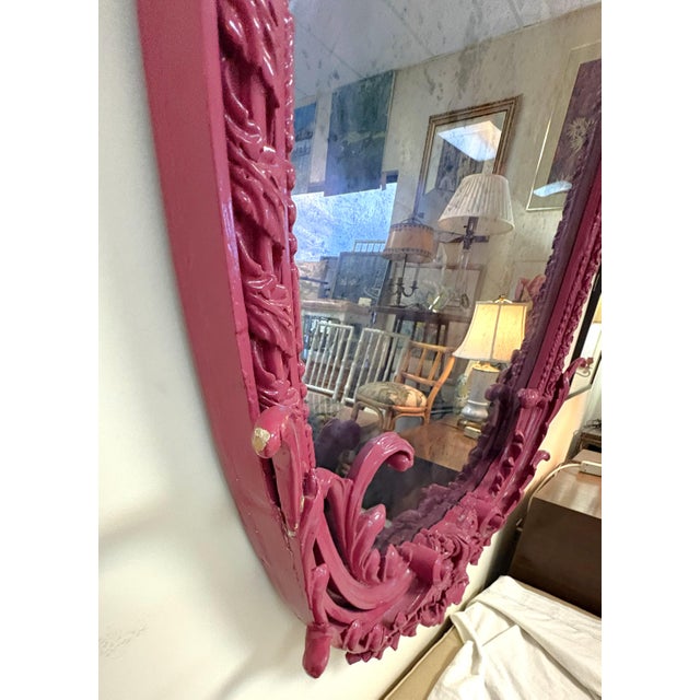 19th Century Large Rococo/ Baroque Design Ornately Carved Wood Wall Mirror With Aged Glass For Sale - Image 17 of 18