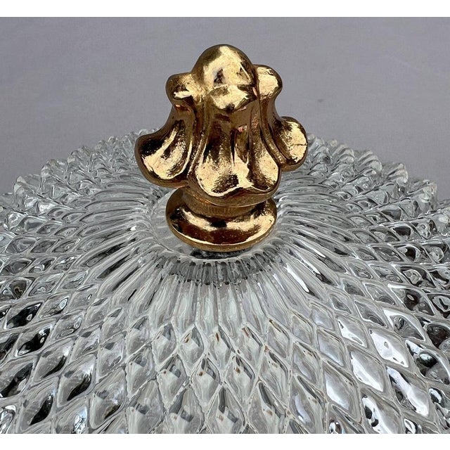 Ceiling Lamp in Brass and Pressed Crystal For Sale - Image 5 of 8