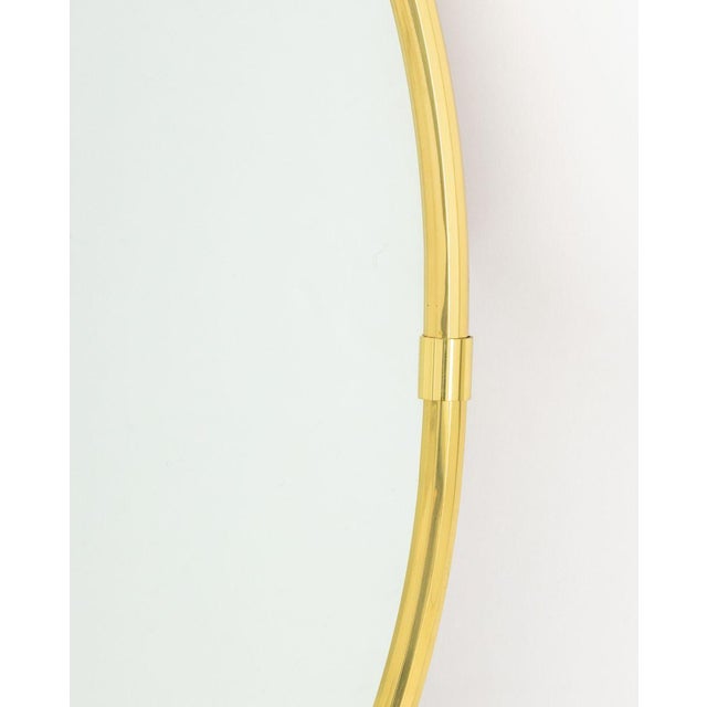 Late 20th Century Modern Brass Framed Oval Mirror For Sale - Image 5 of 7