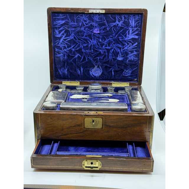 19th Century Rosewood Vanity Box w/Sterling Silver Accents Likely John Gough For Sale - Image 17 of 18