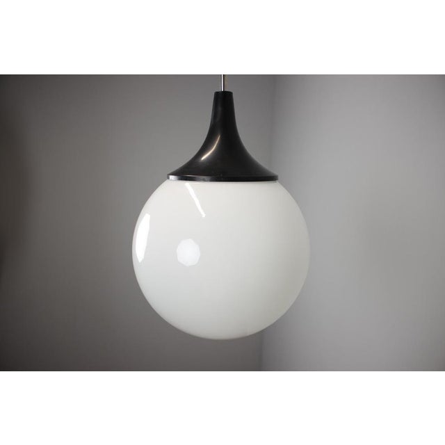 Czechoslovak Opaline Glass Globe Pendant Lamp, 1970s For Sale - Image 6 of 10