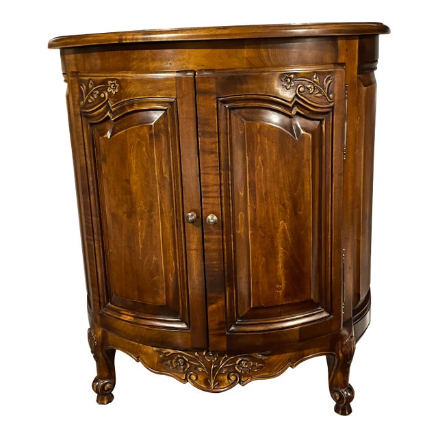 Hand Carved Wood Oval Nighstand For Sale