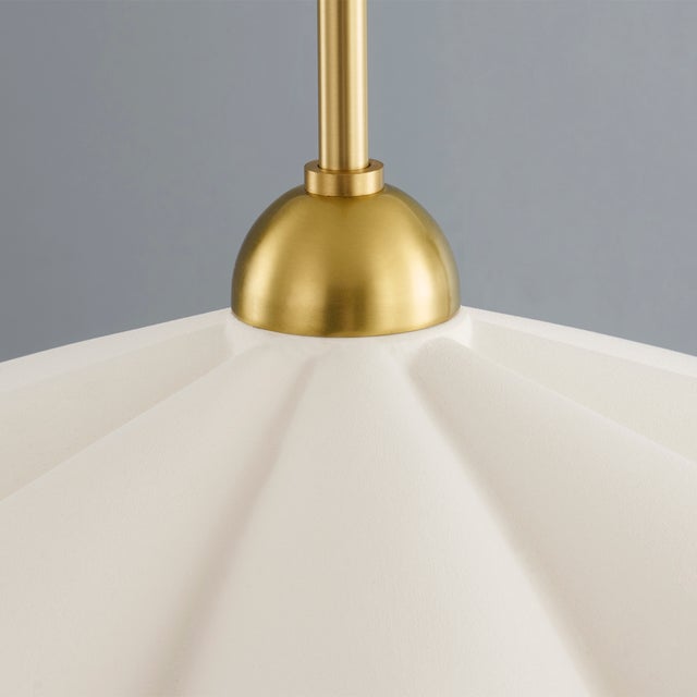 Mitzi Maisie 16 in. 1 Light Pendant in Aged Brass and Ceramic Rough Texture White Finish For Sale - Image 11 of 15