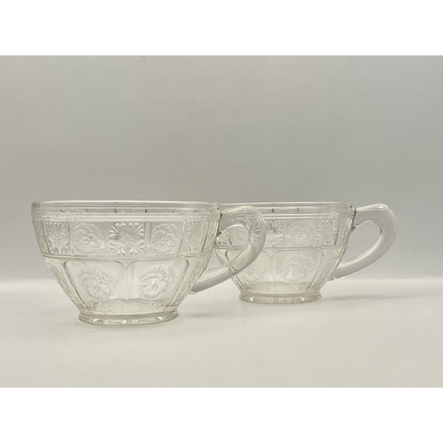 1930s Pressed Glass Pansy Teacups-a Pair For Sale In Jacksonville, FL - Image 6 of 8