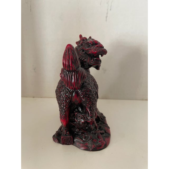 Sculpture Materials Vintage 1990s Red Cinnabar Chinese Food Dogs a Pair For Sale - Image 7 of 12