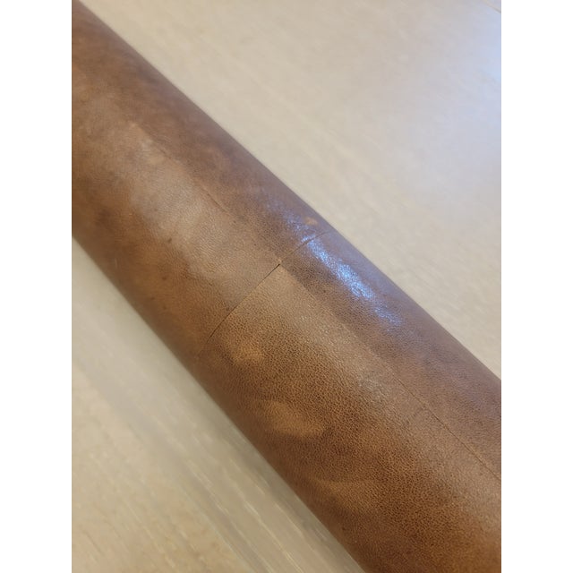 Apparatus Studio Cylinder Pendant Light in Aged Brass & Leather For Sale - Image 11 of 18