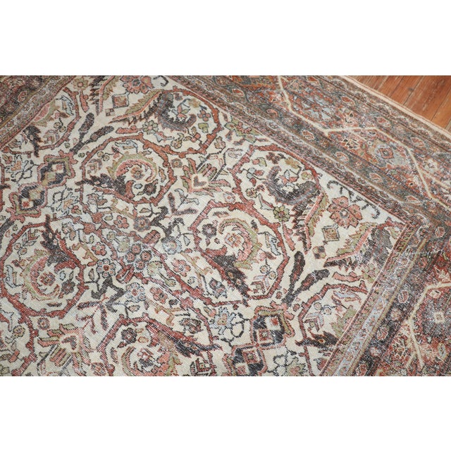 Antique Worn Ivory Persian Mahal Rug - 7' x 10'2" For Sale - Image 11 of 11
