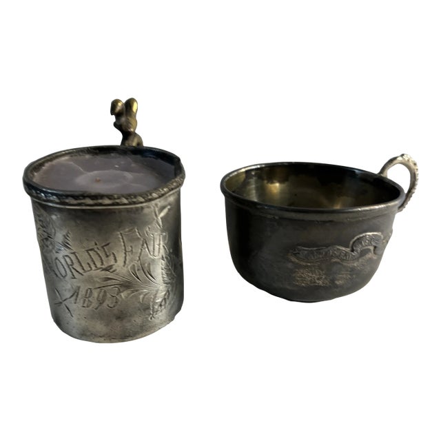 1893 and 1904 World's Fair Cup and Candle Holder - Set of 2 For Sale