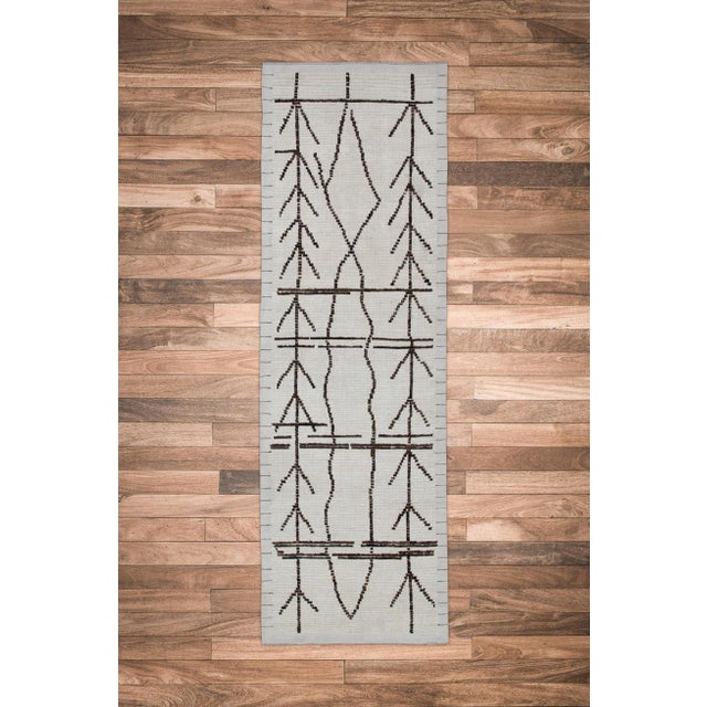 Brown & Beige 21st Century Modern Moroccan Style Wool Runner 2'8" X 8'3" For Sale In Houston - Image 6 of 6
