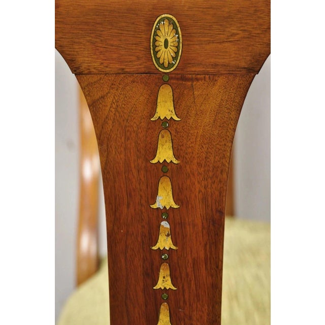 Edwardian Mahogany Sweetheart Back Bellflower Painted Dining Chairs - Set of 4 For Sale - Image 11 of 12