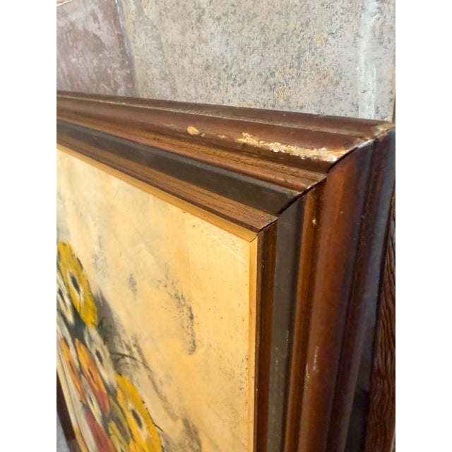 Paint Large Mid-Century Modern Floral Still Life Painting For Sale - Image 7 of 10