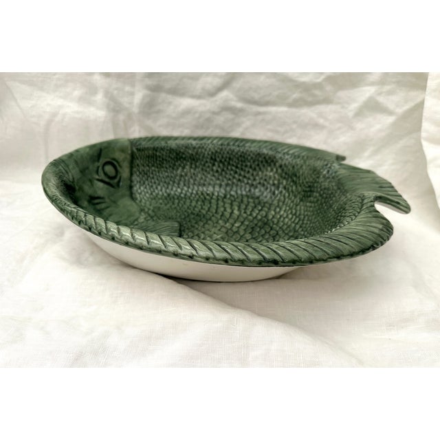 Vintage Style-Eyes Green Fish Serving Bowl/Dish perfect for a beach house summer party. Embossed fish, dishwasher and...