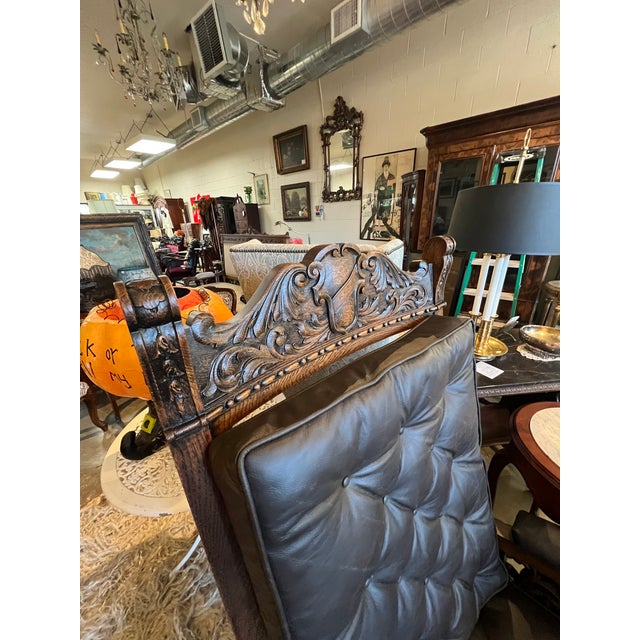 Early 20th Century Ornately Carved Quarter Sawn Oak Throne Chair For Sale - Image 4 of 9