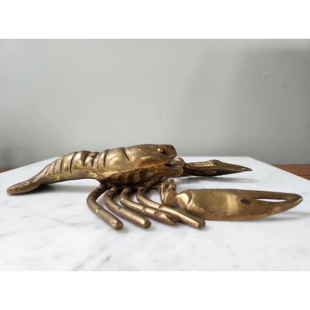 Metal Vintage Solid Brass Crustacean Lobster Paper Weight Coastal Décor For Sale - Image 7 of 12