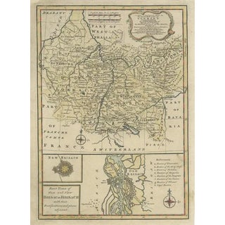 Antique Map of South West Germany, 1747 For Sale