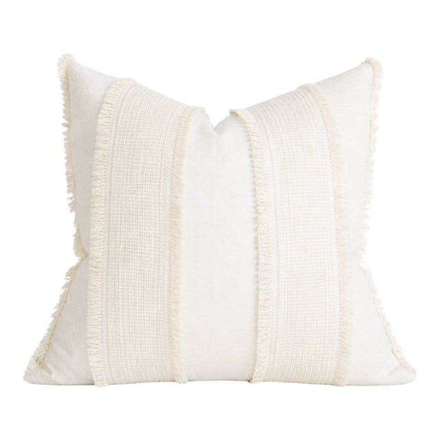 Tulum Casement Pillow Cover in Ivory, 22x22 Pillow For Sale