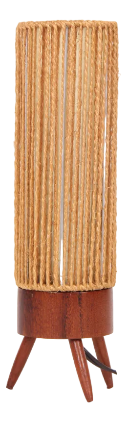 Swiss Teak Table Lamp with Lampshade in Paper Cord from Temde, 1950s