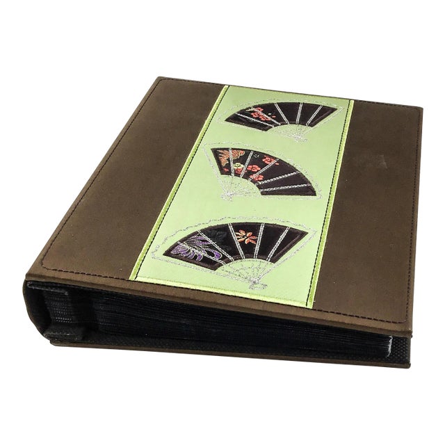 Asian Silk Photo Holder or Wine Label Holder For Sale