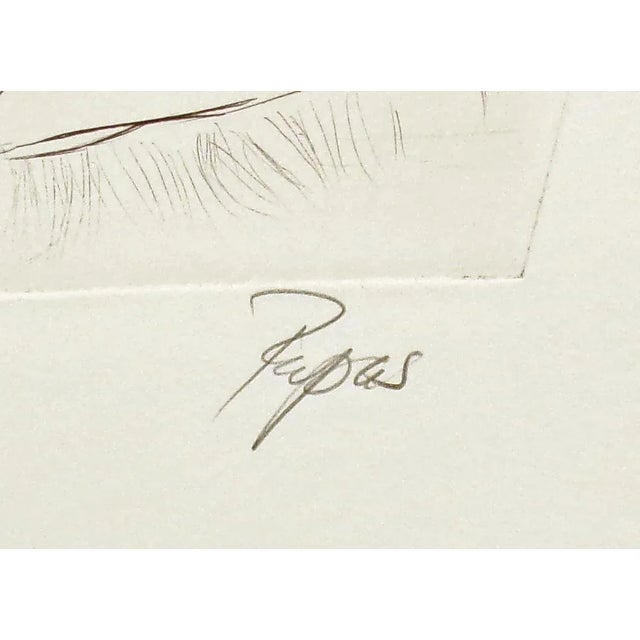 Impressionist William Papas "Video Games" Signed & Numbered Hand Colored Etching For Sale - Image 3 of 6