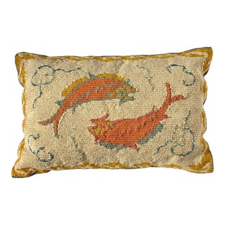 Vintage Grecian Tapestry Fish Pillow For Sale