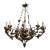 Vintage Italian Style Leaves Decor Metal 6 Arm Wired Chandelier For Sale