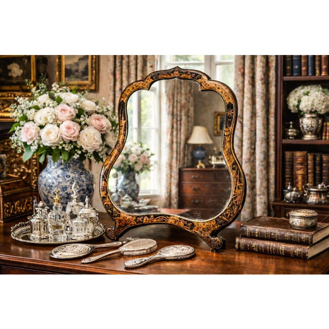 A striking example of late 19th-century decorative craftsmanship, this circa 1880 Chinese export japanned dressing-table...