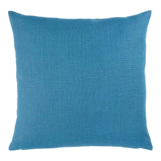Schumacher Leo Glazed Linen 22" Pillow In Peacock For Sale