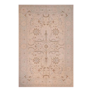 Bohemien Ziegler Tan Green Hand-Knotted Wool Rug - 13'3'' X 17'9'' For Sale