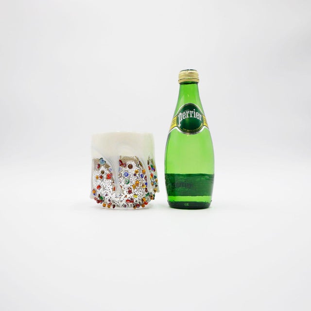 Millefiori Glass Tumbler, Dimpled Crumpled Glass Beaker For Sale - Image 4 of 4