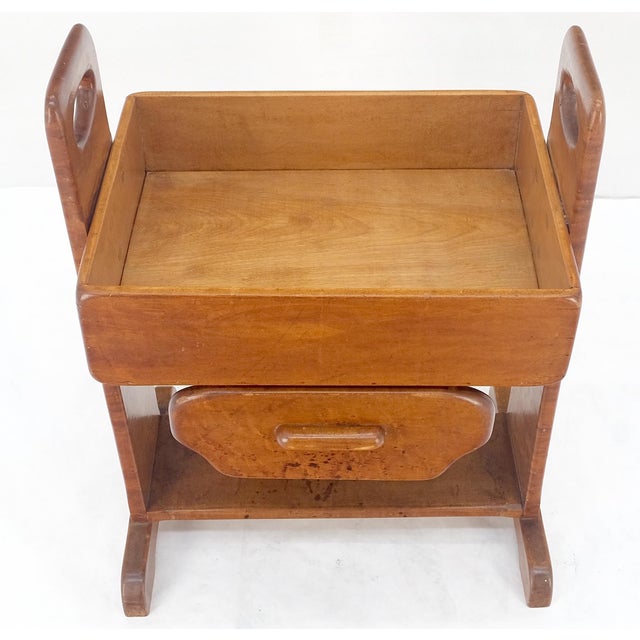 Unusual Solid Colonial Maple Gallery Top Side End Table One Drawer MINT For Sale - Image 10 of 16