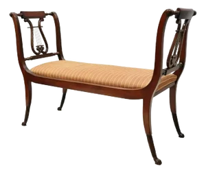 Late 20th Century Duncan Phyfe Regency Empire Style Hairy Paw Feet Brass Lyre Bench