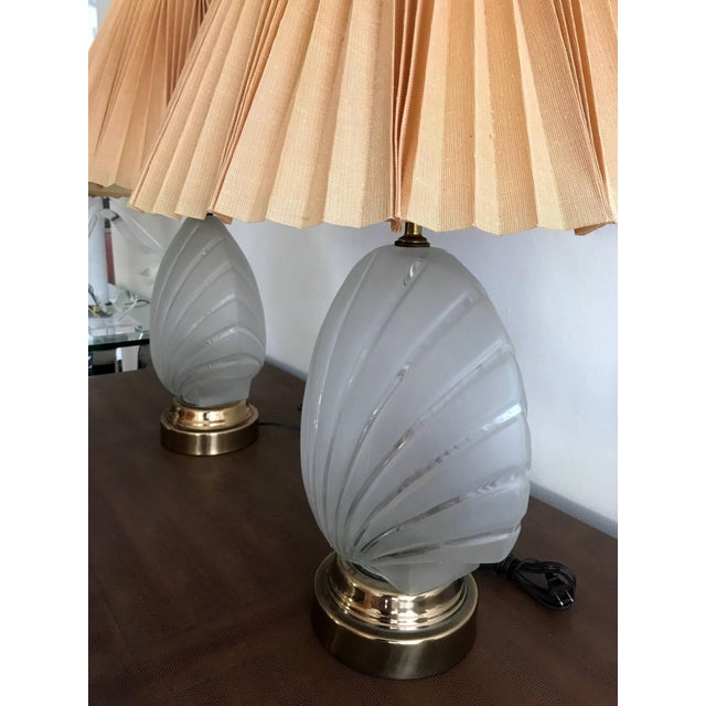 Pair of Shell Form Glass Table Lamps For Sale In Atlanta - Image 6 of 8