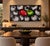 Striking modern still life acrylic on canvas signed Maritza, featuring a dramatic composition of apples rendered primarily...