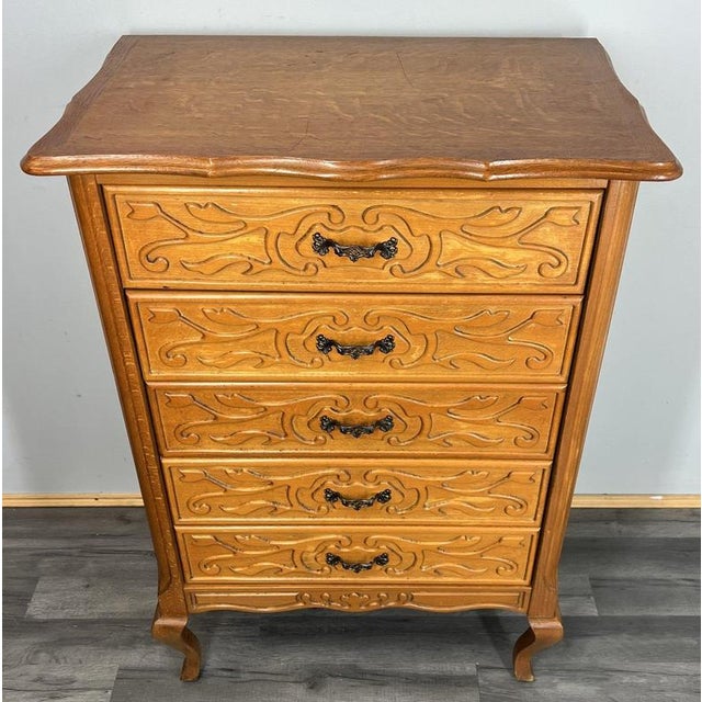 Wood Vintage French Louis XVI Chest of 5 Drawers For Sale - Image 7 of 14