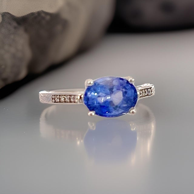 Natural Sapphire Diamond Ring 6.5 14k White Gold 2.36 TCW Certified For Sale - Image 4 of 16