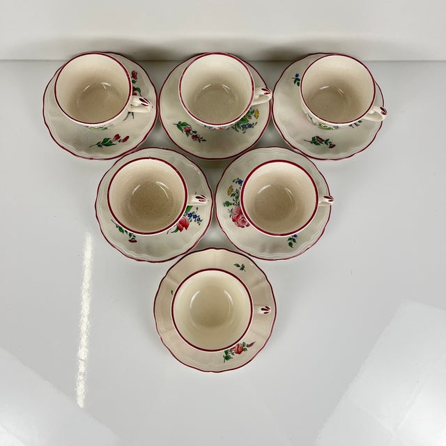 Ceramic Coffee Cups with Saucers in Streetlight Pattern from KG Lunéville, 1980s, Set of 12 For Sale - Image 7 of 11