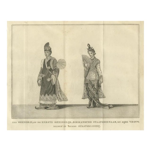 Royal Burmese Official and His Wife in State Attire, 1800, Paper For Sale