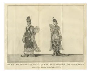 Royal Burmese Official and His Wife in State Attire, 1800, Paper