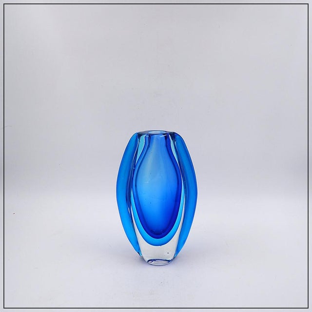 Oval Glass Vase from Murano Glass Sommerso For Sale - Image 13 of 13