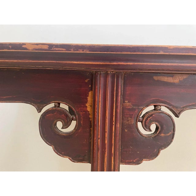 19th-Century Chinese Qing Dynasty Elmwood Altar Console Table, Shanxi, 107 Inches For Sale - Image 9 of 13