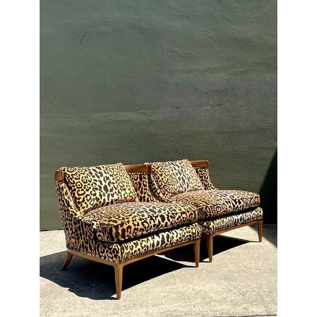 Mid-Century Modern Vintage MCM Slope Arm Leopard Lounge Chairs - A Pair For Sale - Image 3 of 7