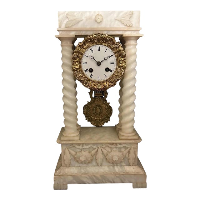 Marble French Mantel Clock, 19th Century For Sale
